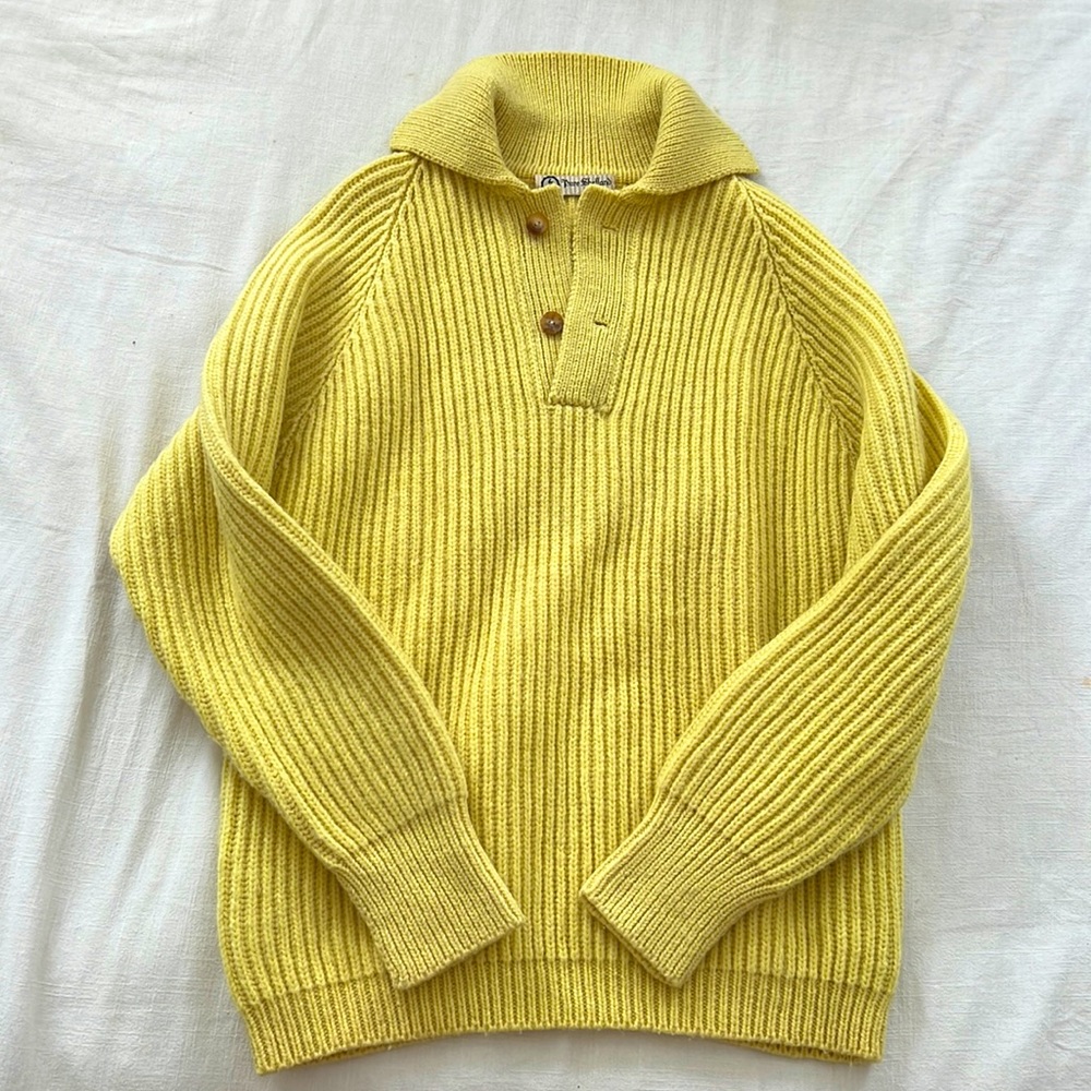 Vintage Butter Yellow Oversized Wool Sweater